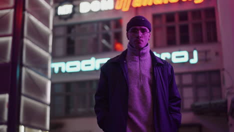 stylish man in night city