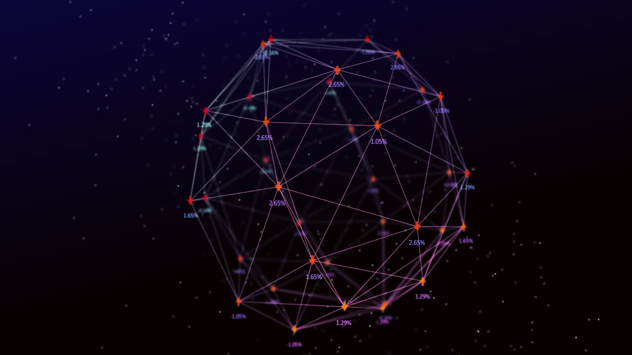 la animación digital muestra un concepto de red global sobre un fondo oscuro.