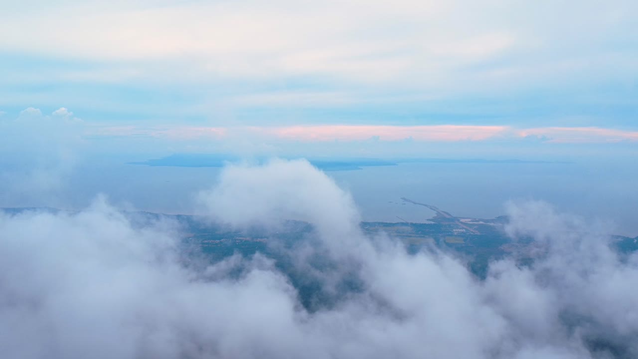 Sea of clouds aerial drone view of Phu Quoc island Vietnam Southeast Asia