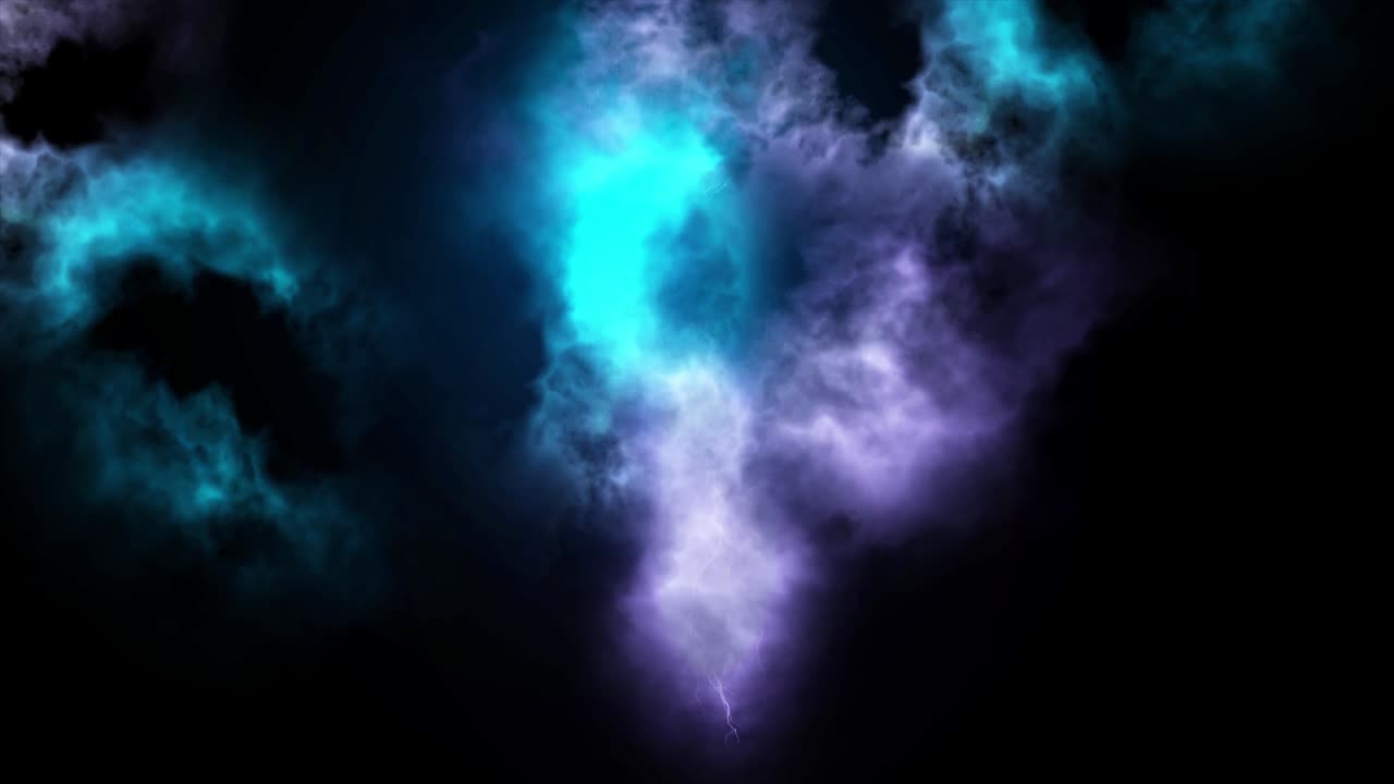 Colorful lightning, rainstorm animation. Isolated flash, thunderstorm bolt and electric power concept