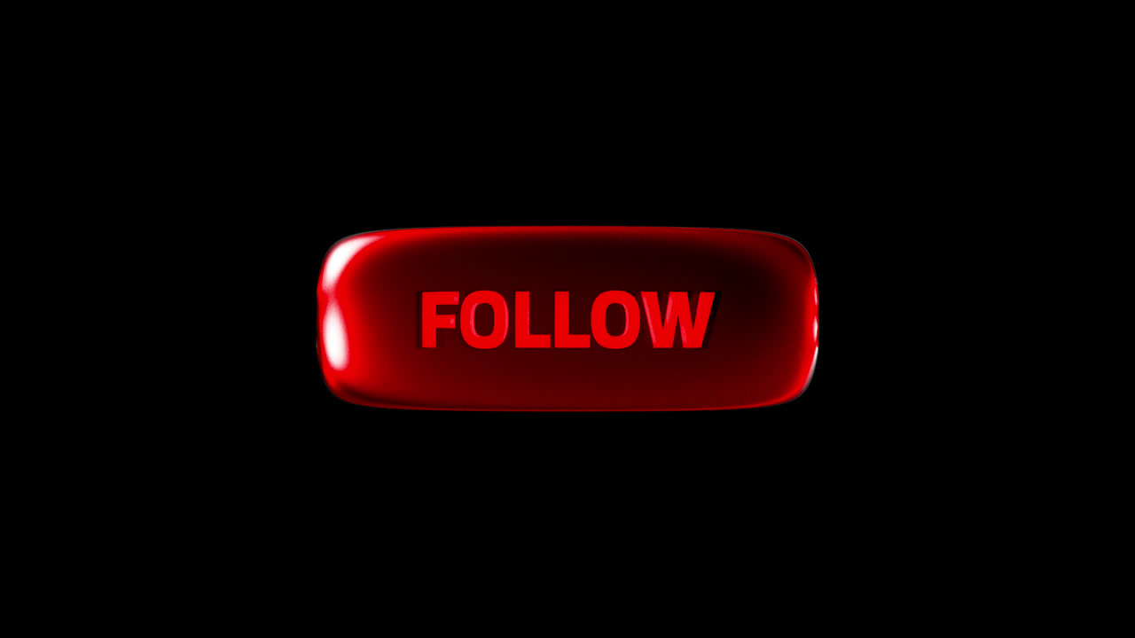 Red Follow Button Animation on Black Background