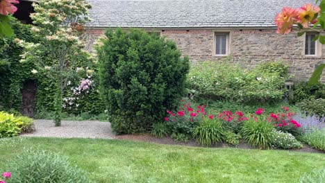 Flower-path-looking-at-building-in-background