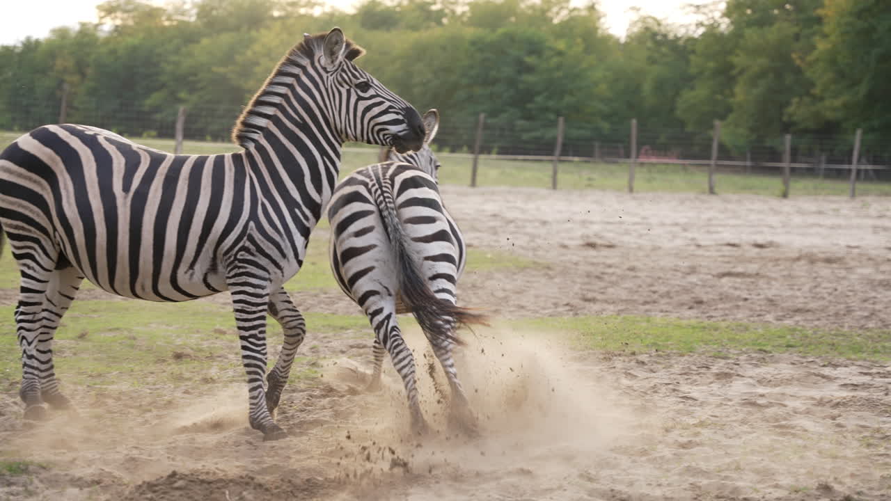pareja de cebras jugando en cámara lenta