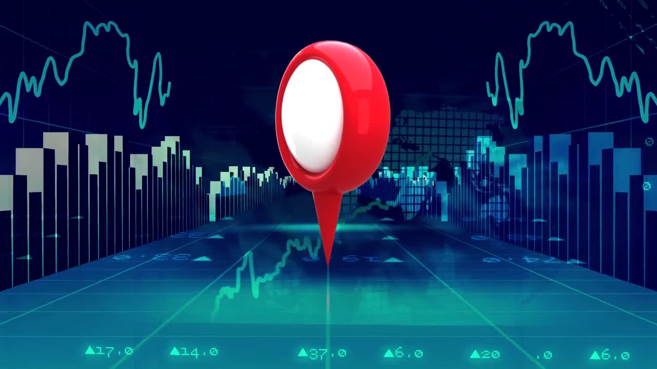 세계 지도와 함께 핀 지도와 그래프