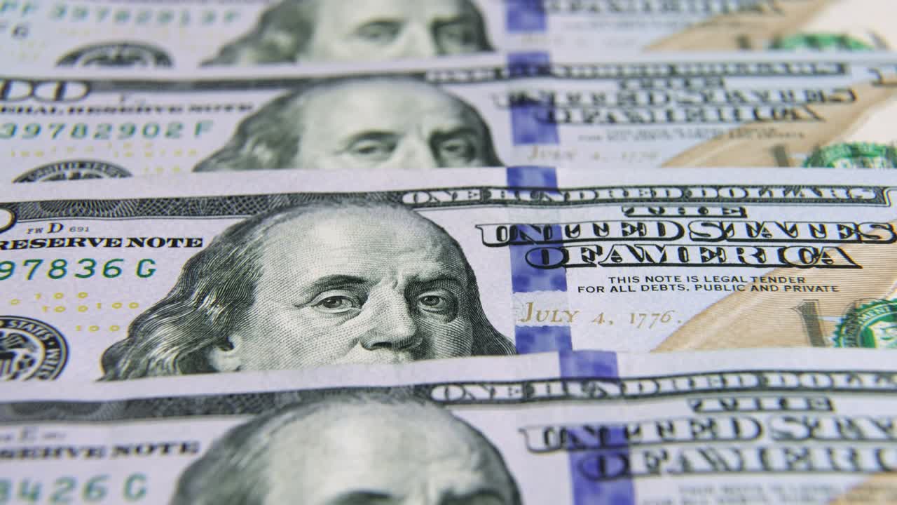 달러 지폐, 종이 돈, 환율 통화, 현금 지폐, 금융 및 투자 개념, 백 달러, 비즈니스 경제학