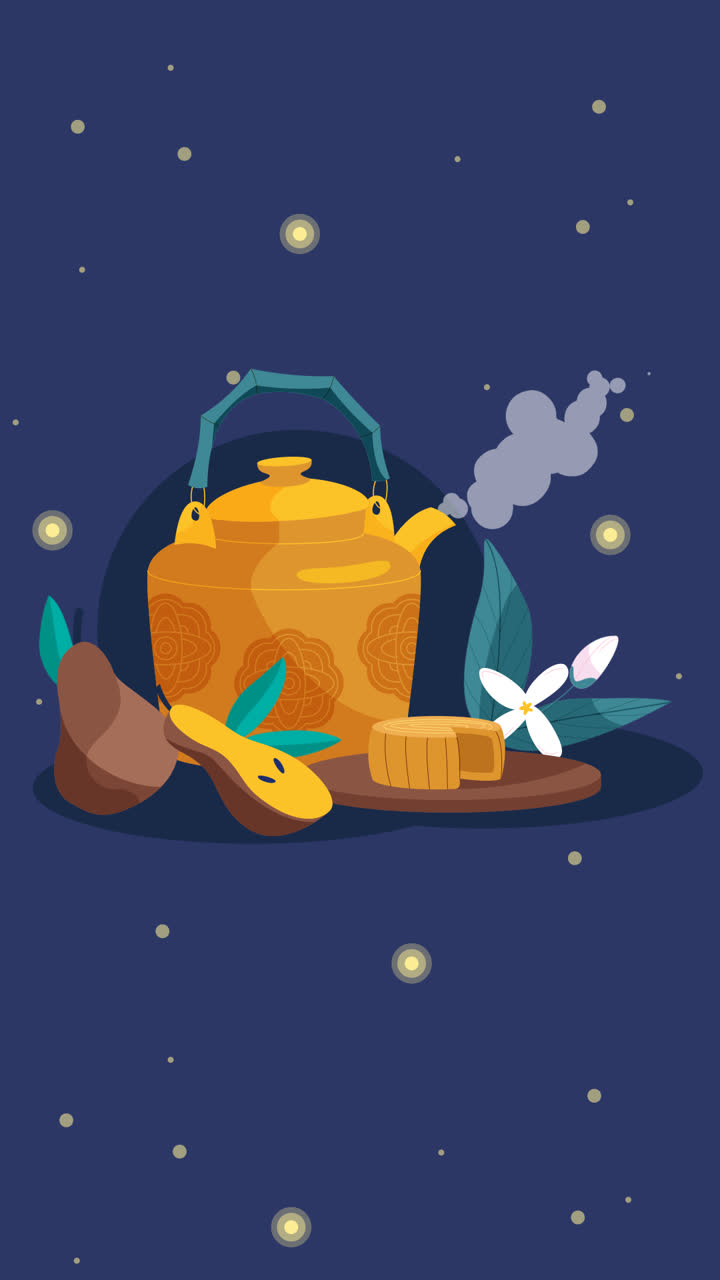 una animación de una plantilla de pancarta horizontal plana para la celebración del festival de mediados de otoño