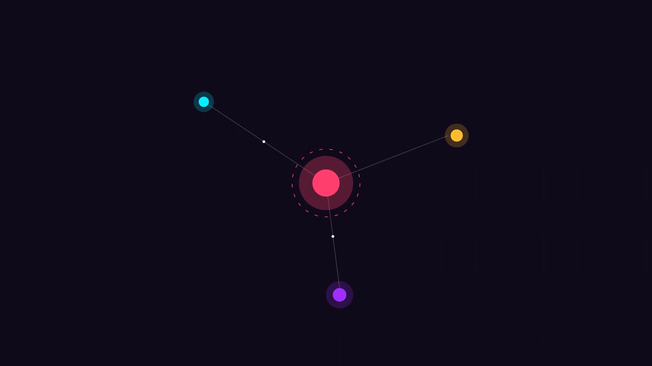 Grafis Gerak Abstrak dari Node Berwarna-warni yang Terhubung.