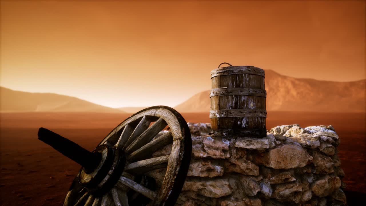 사막 의  ⁇ 은 돌 물 우물