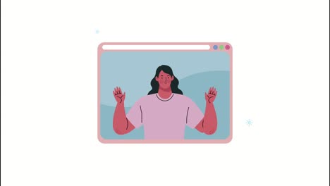 animación de videoconferencia con mujer en página web