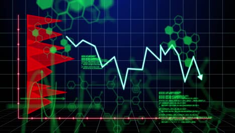 animación de gráficos y datos científicos sobre el fondo de la marina