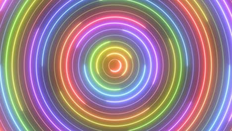 rainbow neon saber circle ring halo waves rotate laser lights flash - 4k seamless vj loop motion background animation