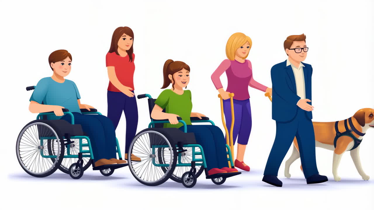 Diverse Group of People with Disabilities and Support