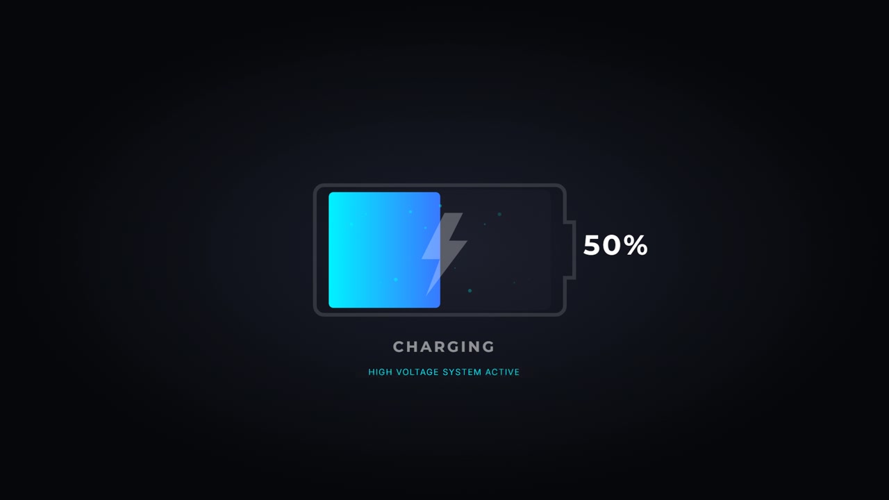 Animazione dell'indicatore di progresso della ricarica digitale della batteria.