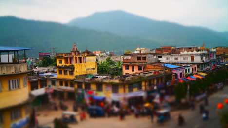 Motion-blur-timelapse-of-busy-streets-in-Hetuada-in-Nepal-on-a-cloudy-day