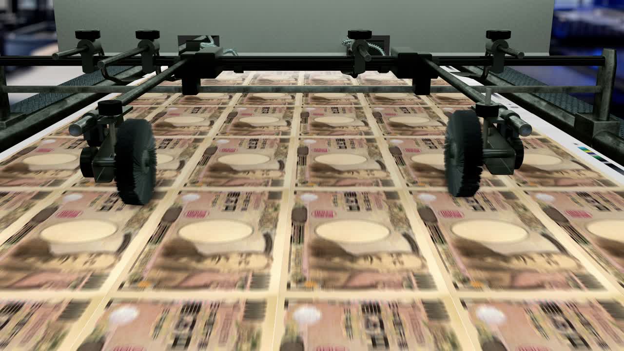 일본 화폐 - 10000 일본 엔 - 화폐 인쇄 - 루프 가능 - 4k - 일본