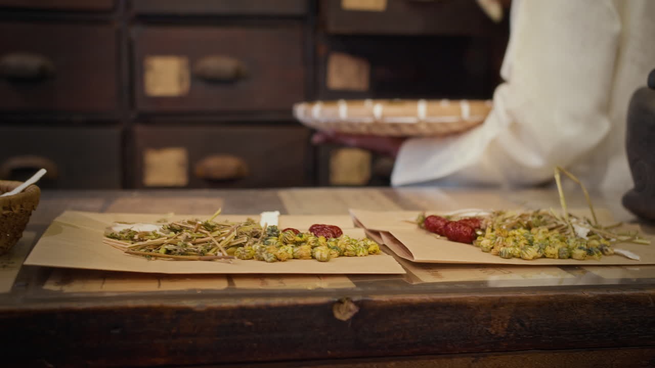 Dried Ingredients on Table of Asian Healers