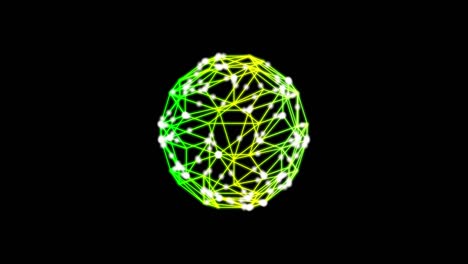 metaverse abstract technology green sphere background made of animated lines and dots, particles. blend mode