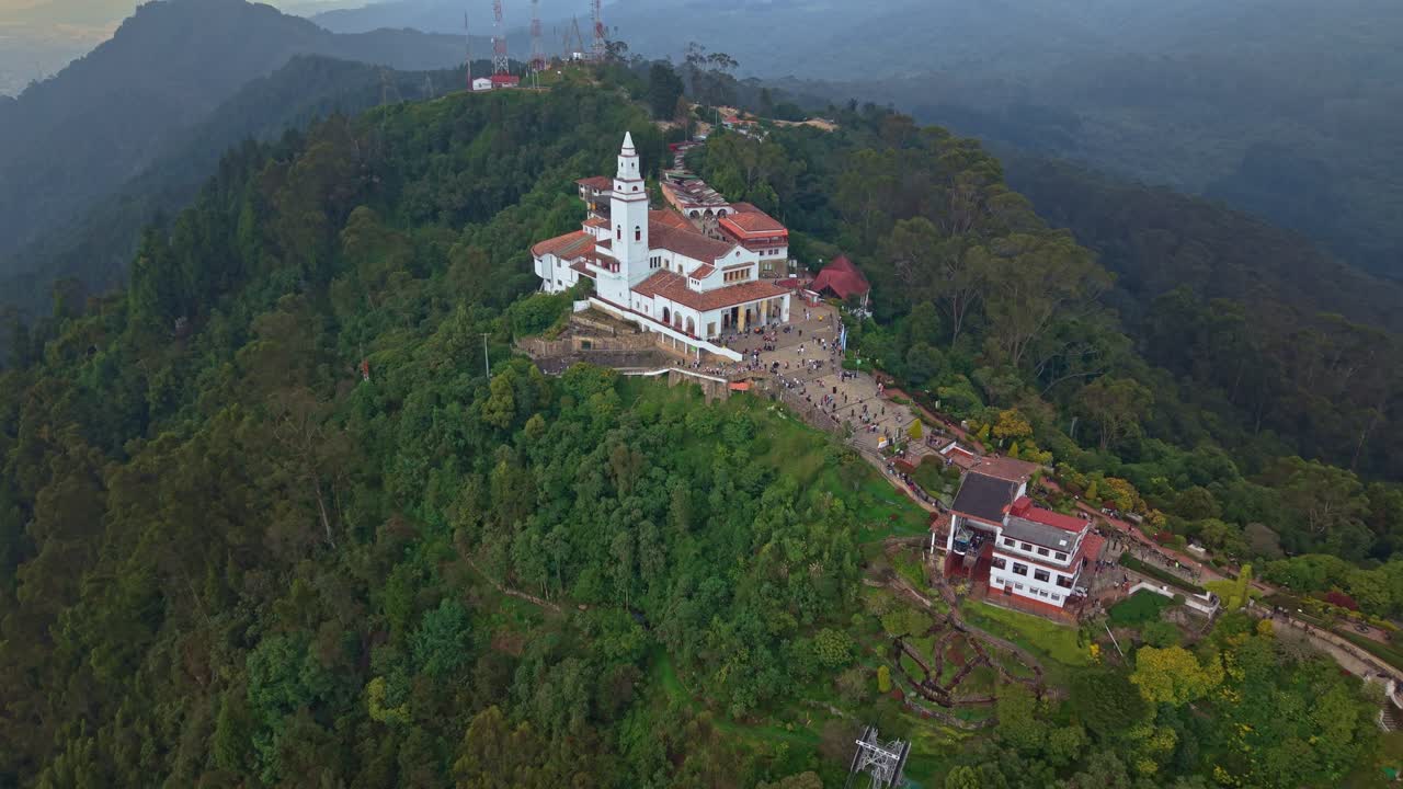 Monserrate sanctuary aerial view, Bogota's iconic Catholic church, city vista