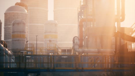 Refinería-De-Petróleo-Y-Gas-En-El-Crepúsculo