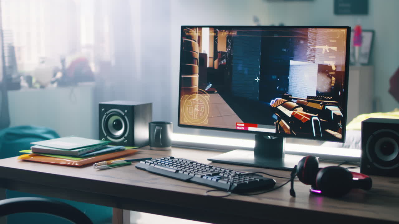 집에서 십대가 게임하는 것