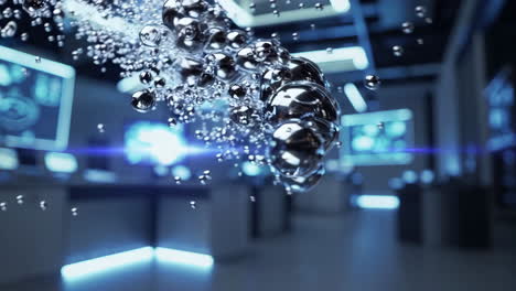 abstract metal spheres in a futuristic laboratory