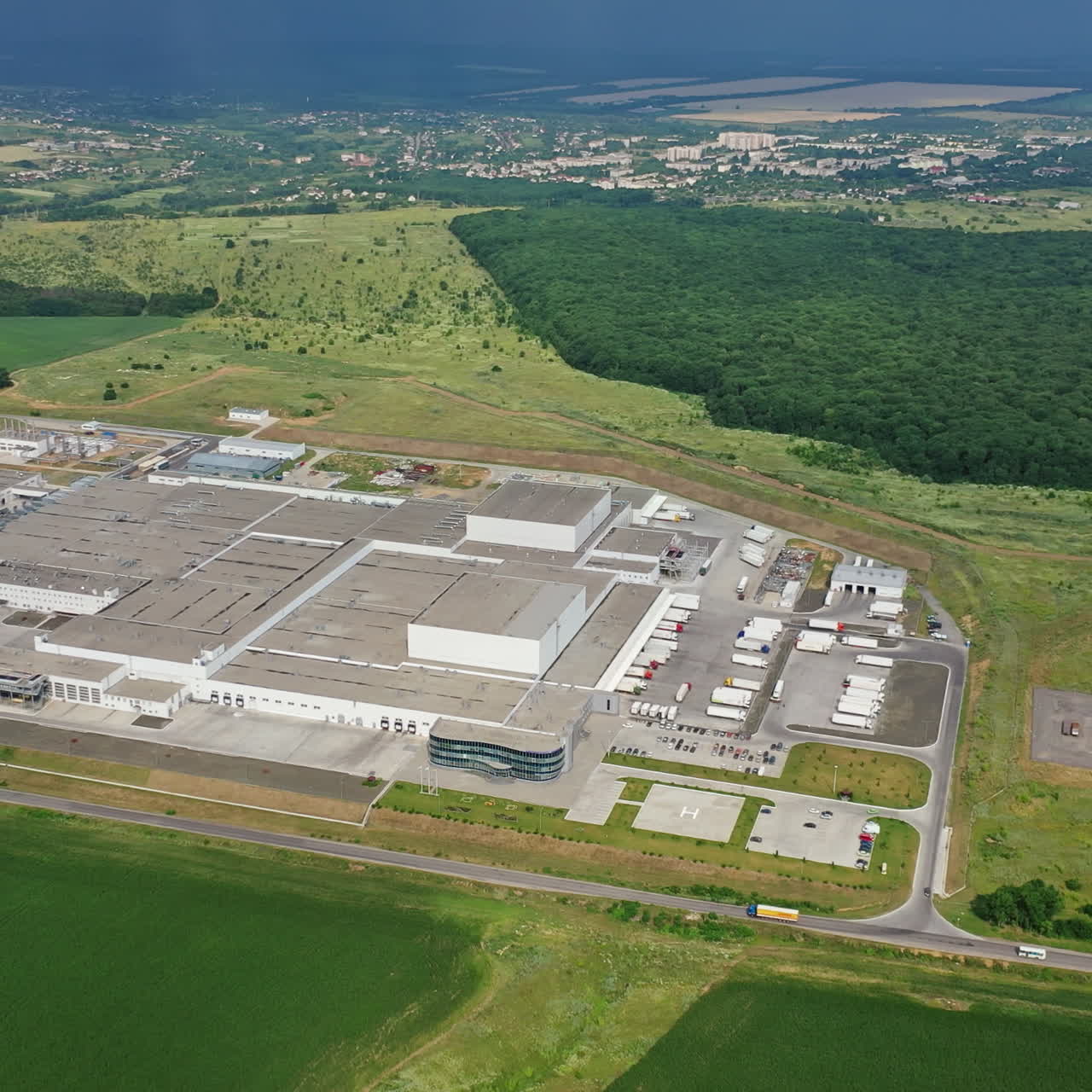 Aerial view of ? modern industrial complex.