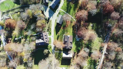 aerial view of luxury resort, plitvice lakes and beautiful nature