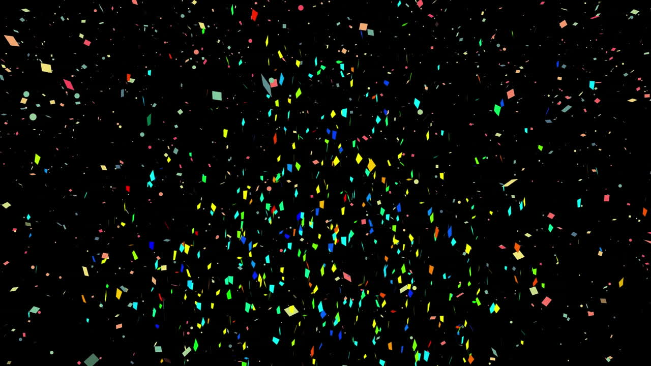 Animazione di coriandoli colorati che cadono su sfondo nero