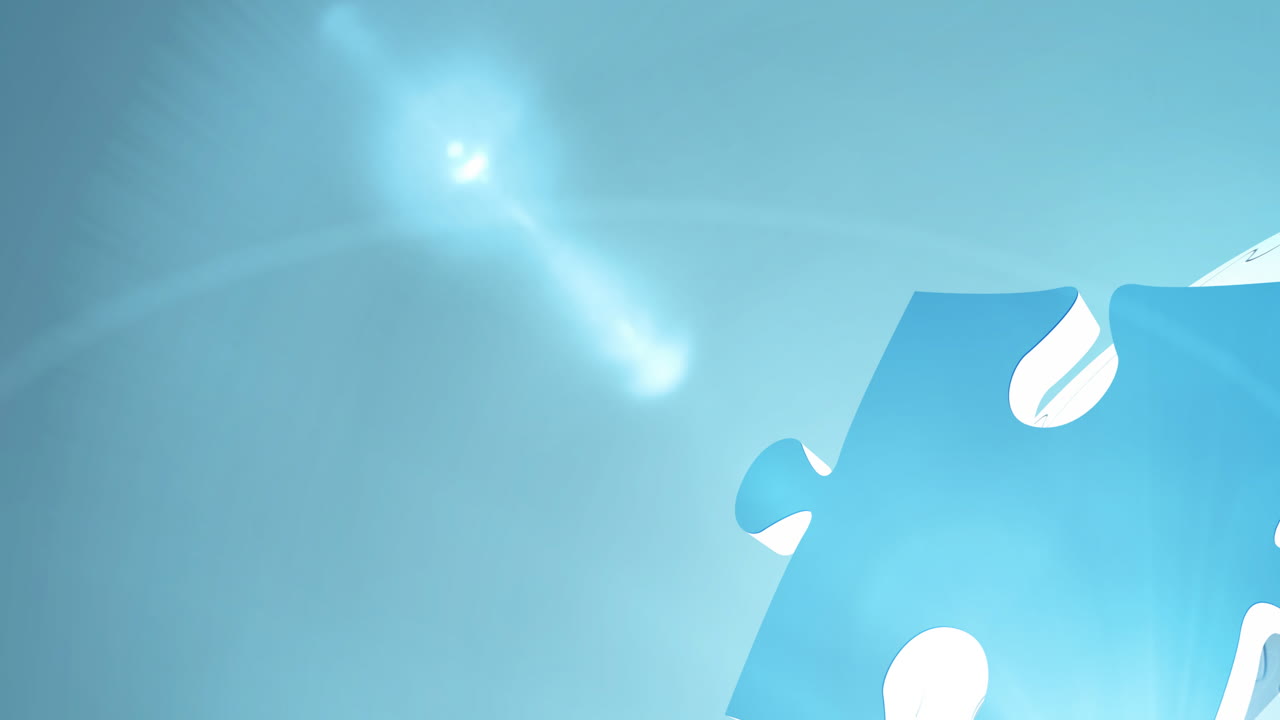 라이트 트레일 위에 파란색 퍼즐 조각의 애니메이션