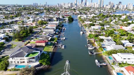 drone footage of waterways and residential area