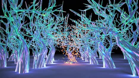 glowing iridescent fantasy forest