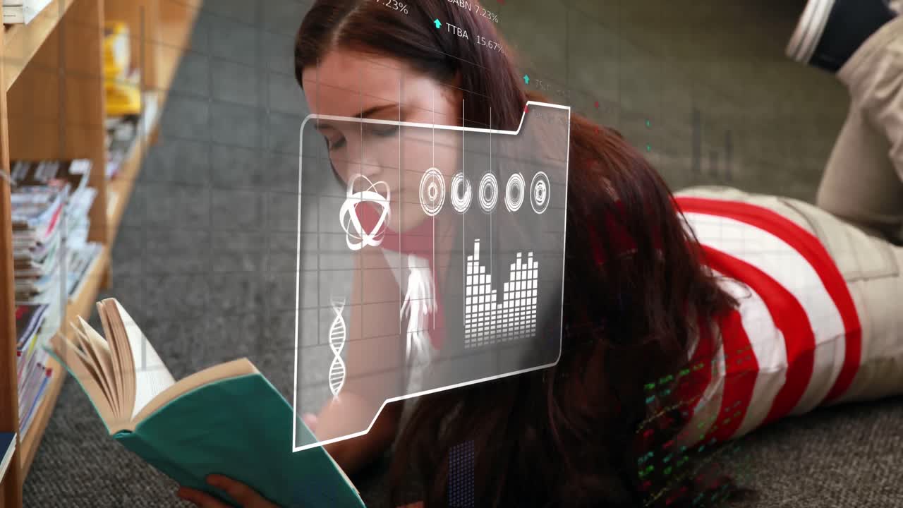animación del procesamiento de datos sobre la lectura de estudiantes caucásicas
