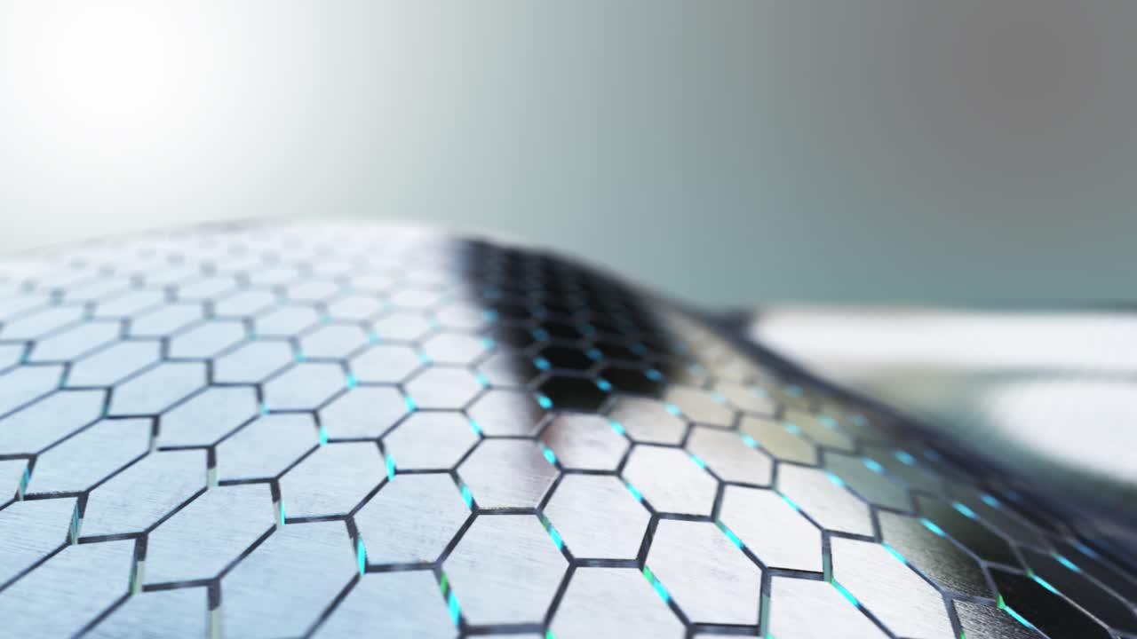 6角形の波状の表面でゆっくりと動く ブラッシュされた金属の表面 抽象的な背景