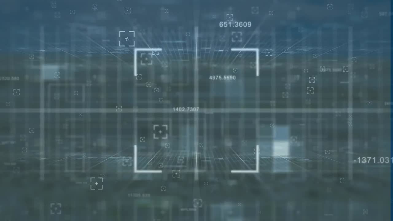 여러 번 변하는 숫자의 애니메이션과 회색 배경의 데이터 처리에 대한 범위 스캔