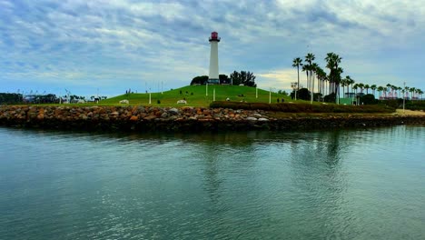 wide angle shot of the light house in long beach california