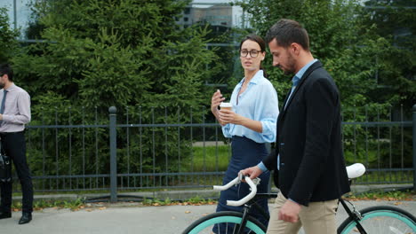 Business People Discussing on a City Street
