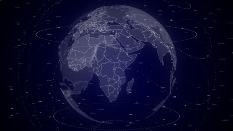 digital globe rotating, zooming in on uganda country