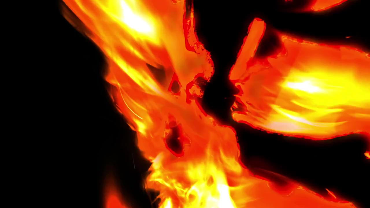 Effetto di transizione astratto a fuoco con fiamme incandescenti e scintille