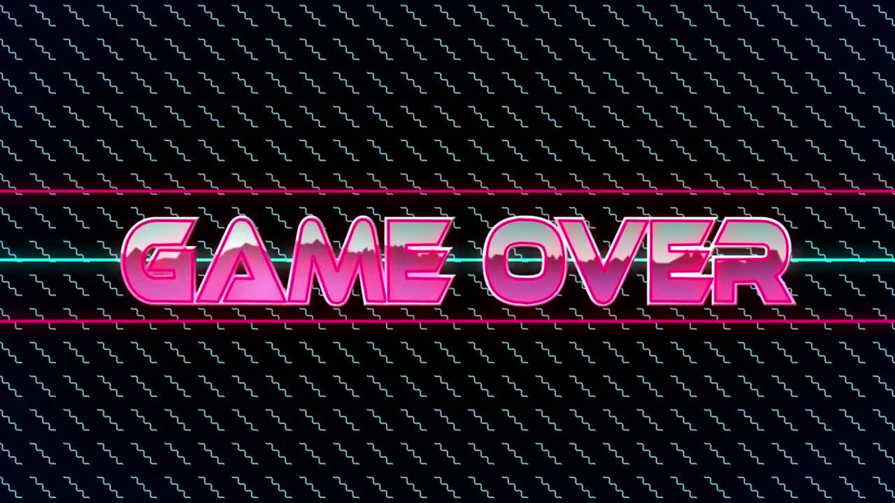 Animazione di game over nello spazio digitale astratto