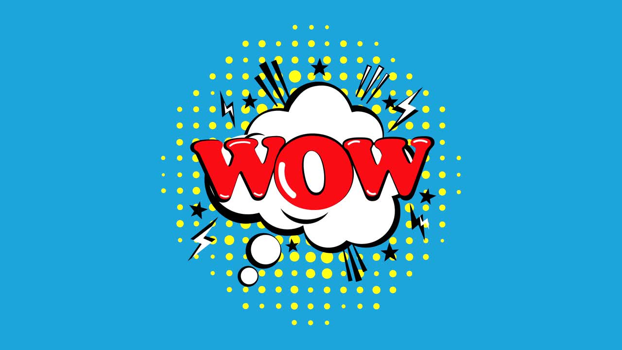 palabras wow! en estilo de cómics. animación con mate luma opcional. matte alpha luma incluido. video 4k