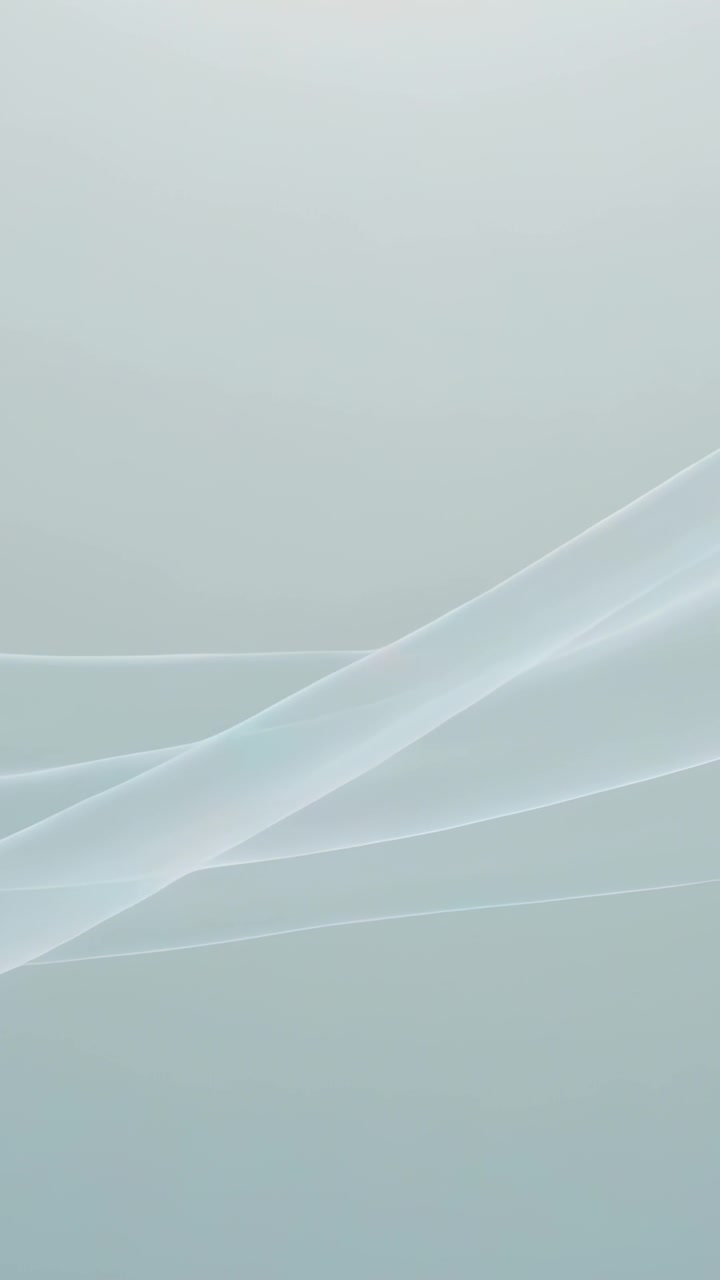 Vertical video: Loop starting, translucent ribbons drifting, layering and sliding in pale backdrop
