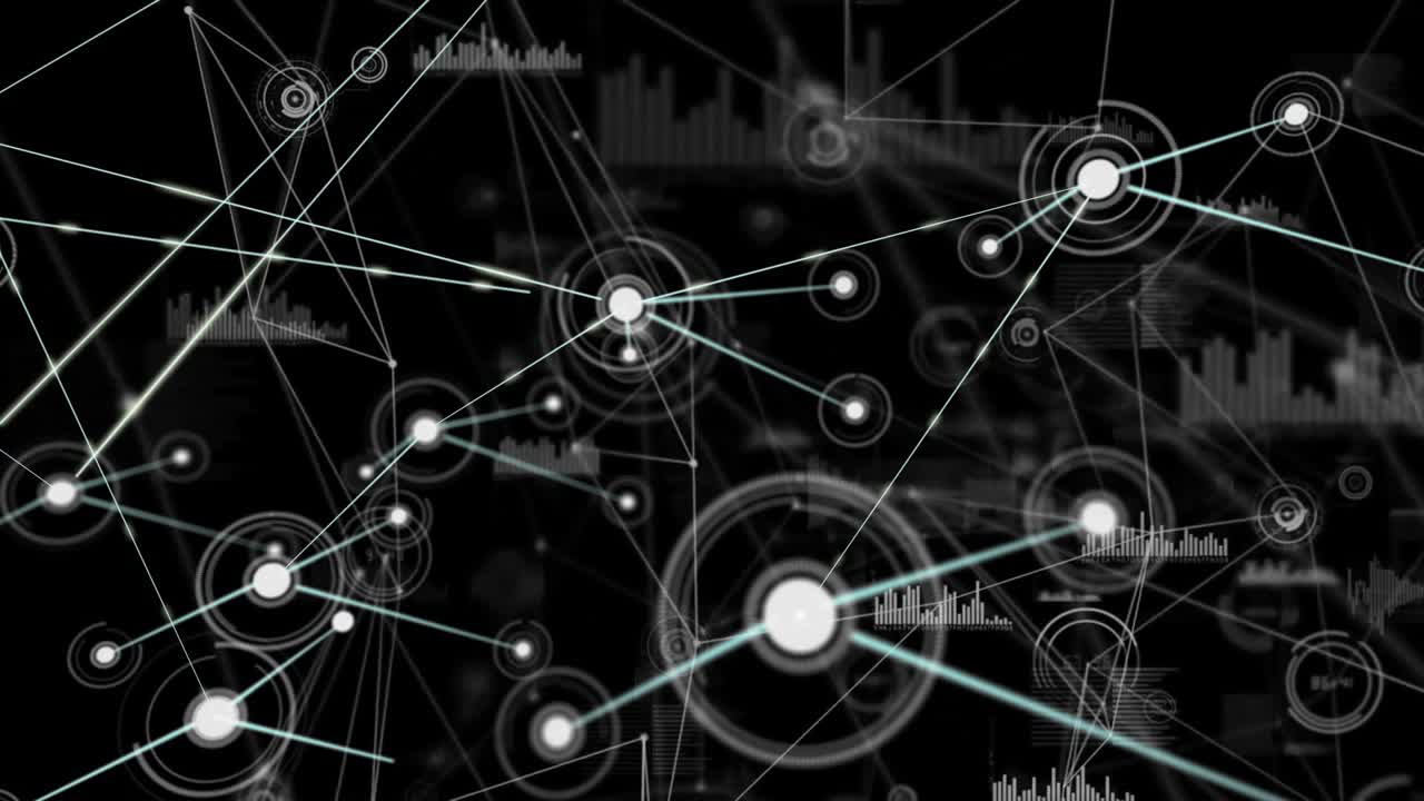 Central node vises og skyder linjer til nye noder, animerer datanetværk, der viser forbindelse