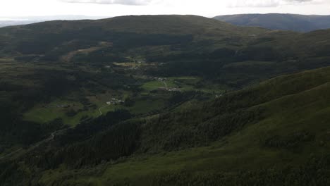 aerial view of farms in bontveit, a small area in bergen, norway