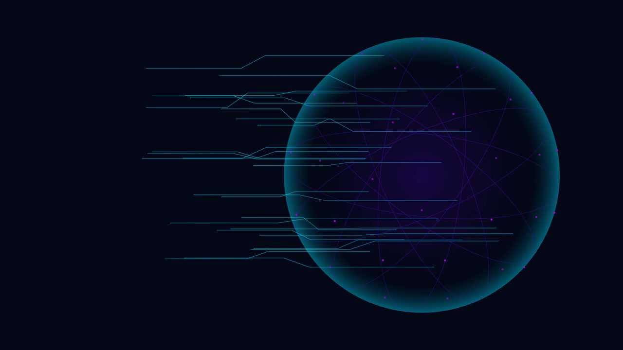 Abstract Digital Sphere with Glowing Data Lines and Network Connections