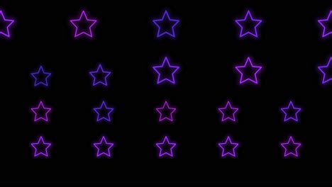 patrón de estrellas de neón púrpura pulsante en filas 1
