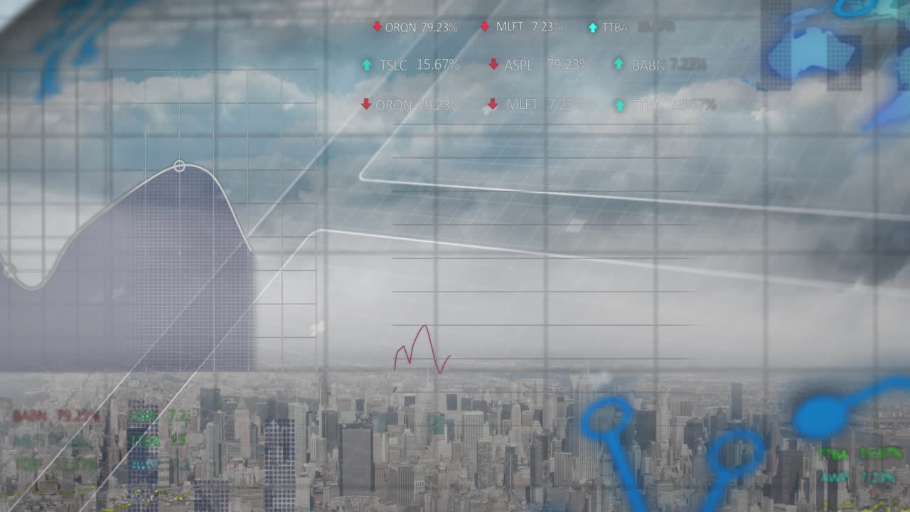 Animation of data processing over cityscape | Premium Stock Video Footage