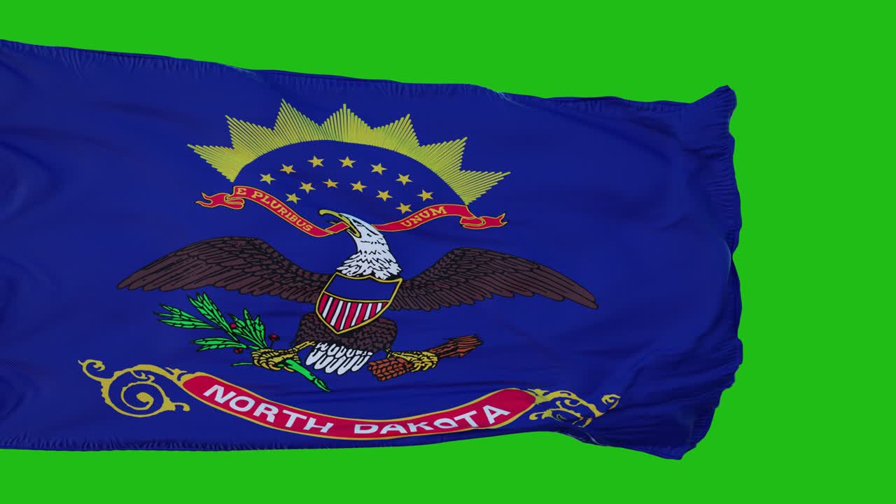 bandera de dakota del norte en pantalla verde. perfecto para su propio fondo usando pantalla verde. renderización 3d