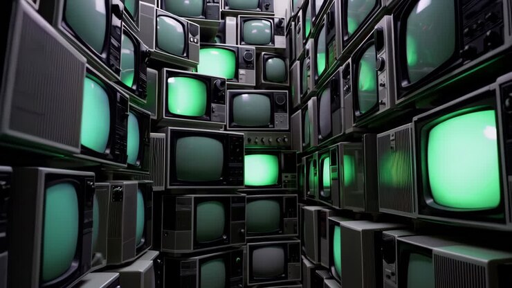 Il muro dei televisori d'epoca