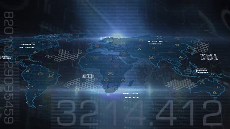 Animación-Del-Procesamiento-De-Datos-Sobre-El-Mapa-Mundial