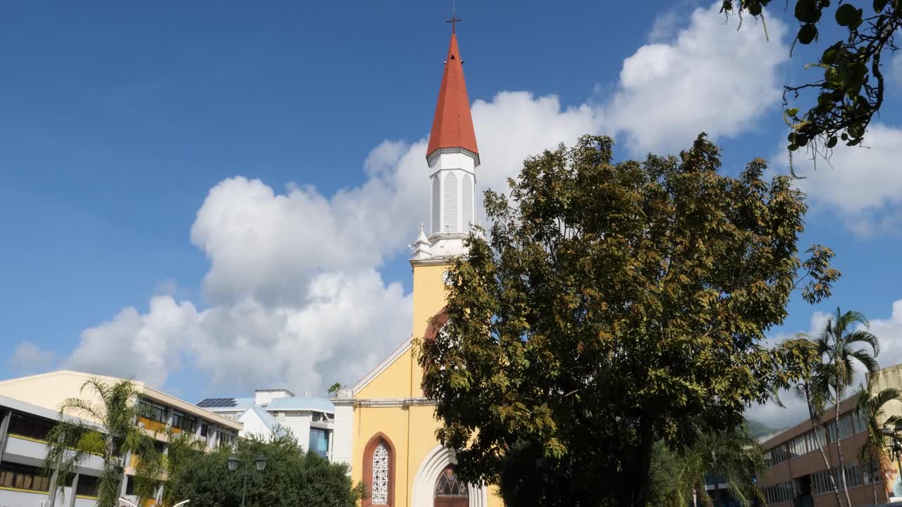 Cathedral of Our Lady of the Immaculate Conception of Papeete, close to the waterfront esplanade in capital city Papeete,Tahiti.